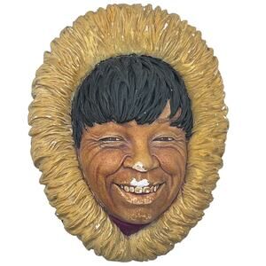 Bossons Eskimo Chalkware Head 1969 Made In England Vintage VGUC